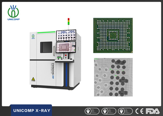لوحات إلكترونية عالية المواصفات 2D و 2.5D آلة الأشعة السينية Unicomp AX9100MAX مع طاولة دوران 360 درجة للفحص BGA و PCB