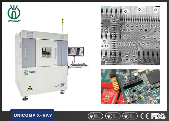 مناور 7 محاور مع إمالة 55 درجة 130 كيلوفولت Xray آلة Unicomp AX9100 لفحص الشقوق الفراغية لحام PCBA